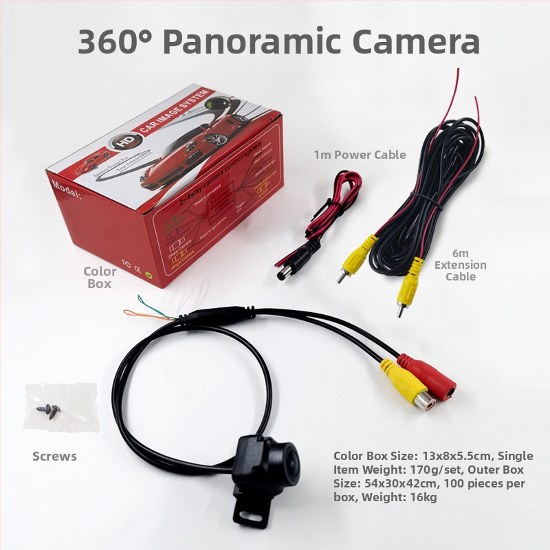 Automobilio galinio vaizdo kamera su fisheye plačiaekraniu, 12V, IP68 atsparumas vandeniui, reguliuojamas kampas