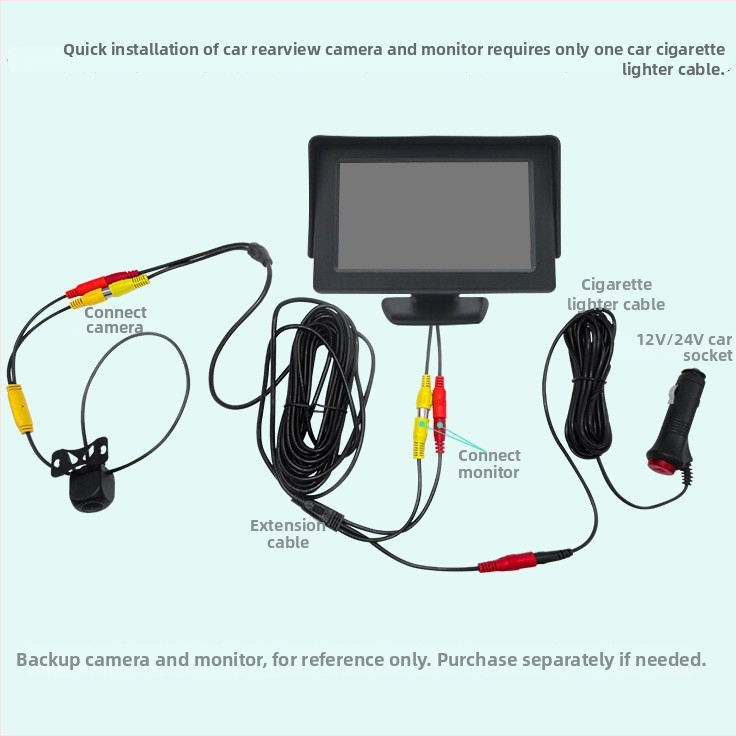 Video ovládacia línia pre zadnú kameru auta - RCA predlžovací kábel so spúšťou, 12V, AV video signál