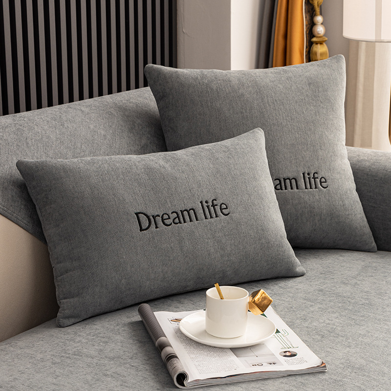 Skandinavska jastučnica za kauč i ured, pliš navlaka, punjenje PP pamuk, prilagodljivo, uzorak s slovima, vezenje/otisak