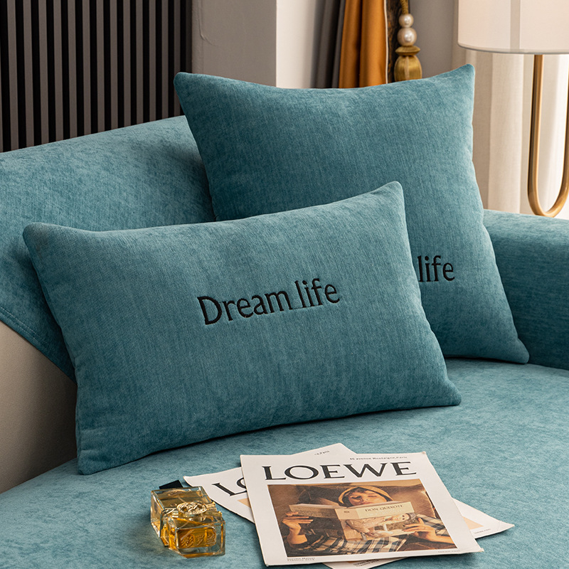 Skandinavska jastučnica za kauč i ured, pliš navlaka, punjenje PP pamuk, prilagodljivo, uzorak s slovima, vezenje/otisak