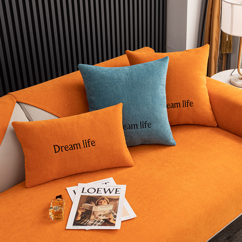 Skandinavska jastučnica za kauč i ured, pliš navlaka, punjenje PP pamuk, prilagodljivo, uzorak s slovima, vezenje/otisak