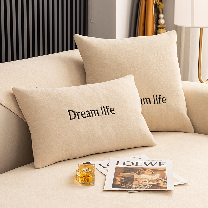 Skandinavska jastučnica za kauč i ured, pliš navlaka, punjenje PP pamuk, prilagodljivo, uzorak s slovima, vezenje/otisak