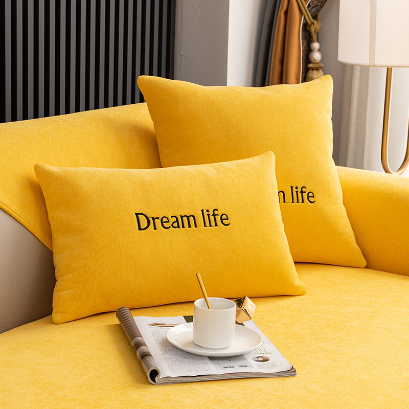 Skandinavska jastučnica za kauč i ured, pliš navlaka, punjenje PP pamuk, prilagodljivo, uzorak s slovima, vezenje/otisak