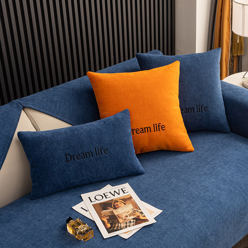 Skandinavska jastučnica za kauč i ured, pliš navlaka, punjenje PP pamuk, prilagodljivo, uzorak s slovima, vezenje/otisak