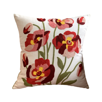 Jastučnica s cvjetnim izvezom od pamuka, u novokineskom stilu (pamuk, Vezenje, Cvjetni uzorak)