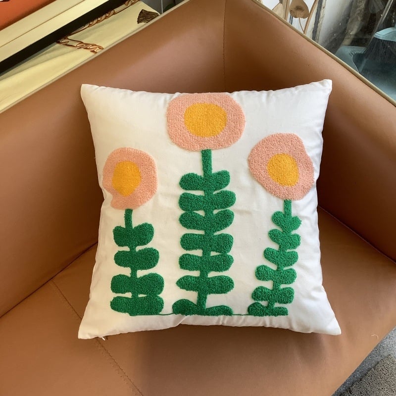 Jastučnica s cvjetnim izvezom od pamuka, u novokineskom stilu (pamuk, Vezenje, Cvjetni uzorak)