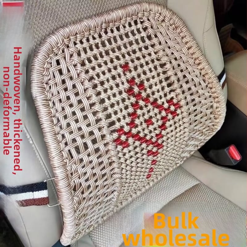 Rankomis austas automobilio juosmens atramos pagalvė, ledinio šilko audinys, medvilnės užpildas, universalus prisitaikymas, visoms sezonoms