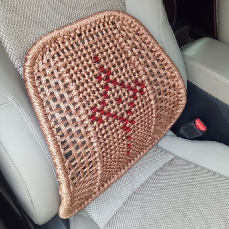 Rankomis austas automobilio juosmens atramos pagalvė, ledinio šilko audinys, medvilnės užpildas, universalus prisitaikymas, visoms sezonoms