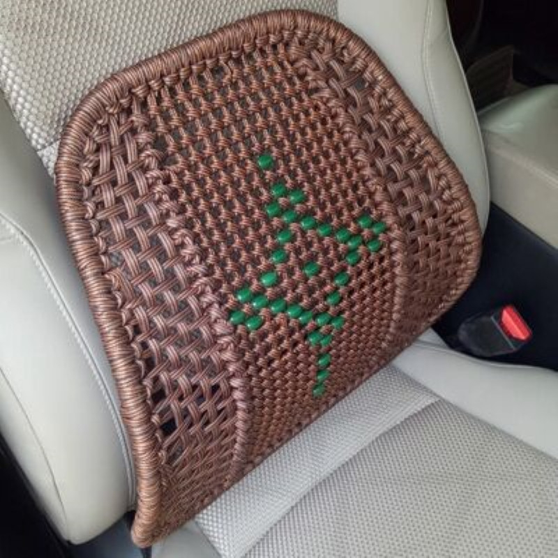 Rankomis austas automobilio juosmens atramos pagalvė, ledinio šilko audinys, medvilnės užpildas, universalus prisitaikymas, visoms sezonoms