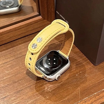 Bo shi Bőr Apple Watch szíj, dupla tűs csat, 14 mm szélesség, divatos