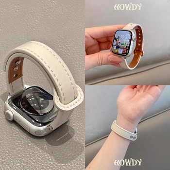 Bo shi Bőr Apple Watch szíj, dupla tűs csat, 14 mm szélesség, divatos