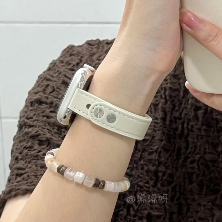 Bo shi Bőr Apple Watch szíj, dupla tűs csat, 14 mm szélesség, divatos