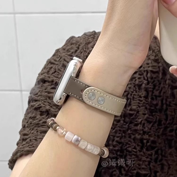 Bo shi Bőr Apple Watch szíj, dupla tűs csat, 14 mm szélesség, divatos