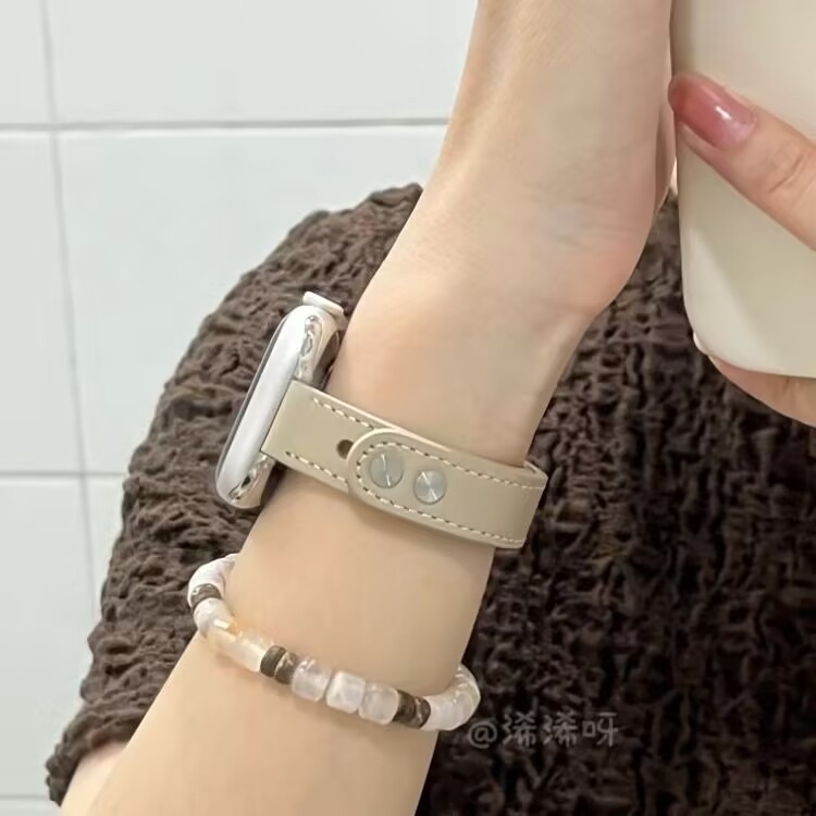 Bo shi Bőr Apple Watch szíj, dupla tűs csat, 14 mm szélesség, divatos