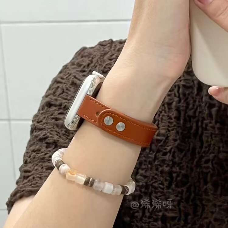 Bo shi Bőr Apple Watch szíj, dupla tűs csat, 14 mm szélesség, divatos