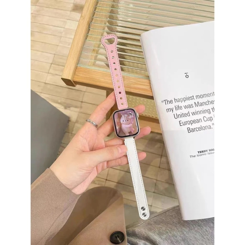 Bo shi Bőr Apple Watch szíj, dupla tűs csat, 14 mm szélesség, divatos