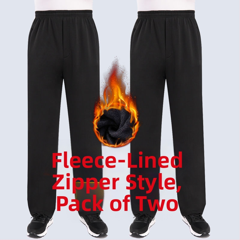 Vyrų tiesaus kirpimo sportinės kelnės su fliso įdėklu, poliesterio audinys, rudens–žiemos sezonui, aukštas liemuo, vyresnio amžiaus asmenims, laisvalaikio apranga