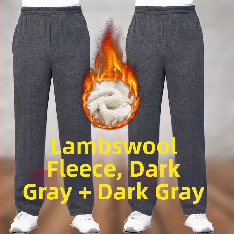 Vyrų tiesaus kirpimo sportinės kelnės su fliso įdėklu, poliesterio audinys, rudens–žiemos sezonui, aukštas liemuo, vyresnio amžiaus asmenims, laisvalaikio apranga