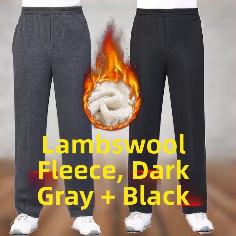 Vyrų tiesaus kirpimo sportinės kelnės su fliso įdėklu, poliesterio audinys, rudens–žiemos sezonui, aukštas liemuo, vyresnio amžiaus asmenims, laisvalaikio apranga