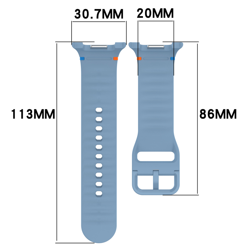 Qingtangfa silikon narukvica za Samsung Galaxy Watch 8 Classic, ravni šavovi, 20/22 mm