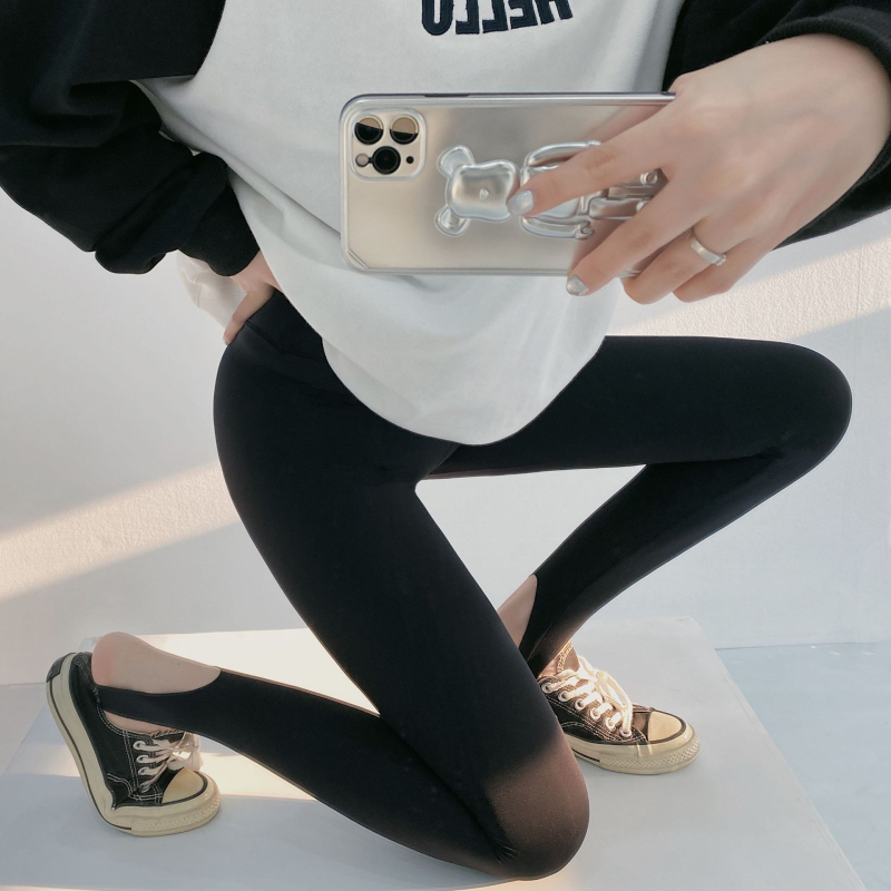 Korejskog stila ženske leggings s visokim strukom, pogodne za nošenje izvana, jesen-zima, mršavljenje struka, uski kroj, za sport i jogu