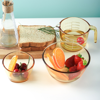 Glāzīšu galda servēšanas komplekts ar dubur ausīm bļodām, augsta borosilikāta stikls, viegls grezns stils, pielāgošana pieejama, piemērots bērniem, studentiem, grūtniecēm, pieaugušajiem un senioriem