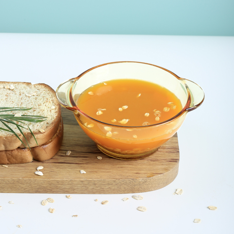 Glāzīšu galda servēšanas komplekts ar dubur ausīm bļodām, augsta borosilikāta stikls, viegls grezns stils, pielāgošana pieejama, piemērots bērniem, studentiem, grūtniecēm, pieaugušajiem un senioriem