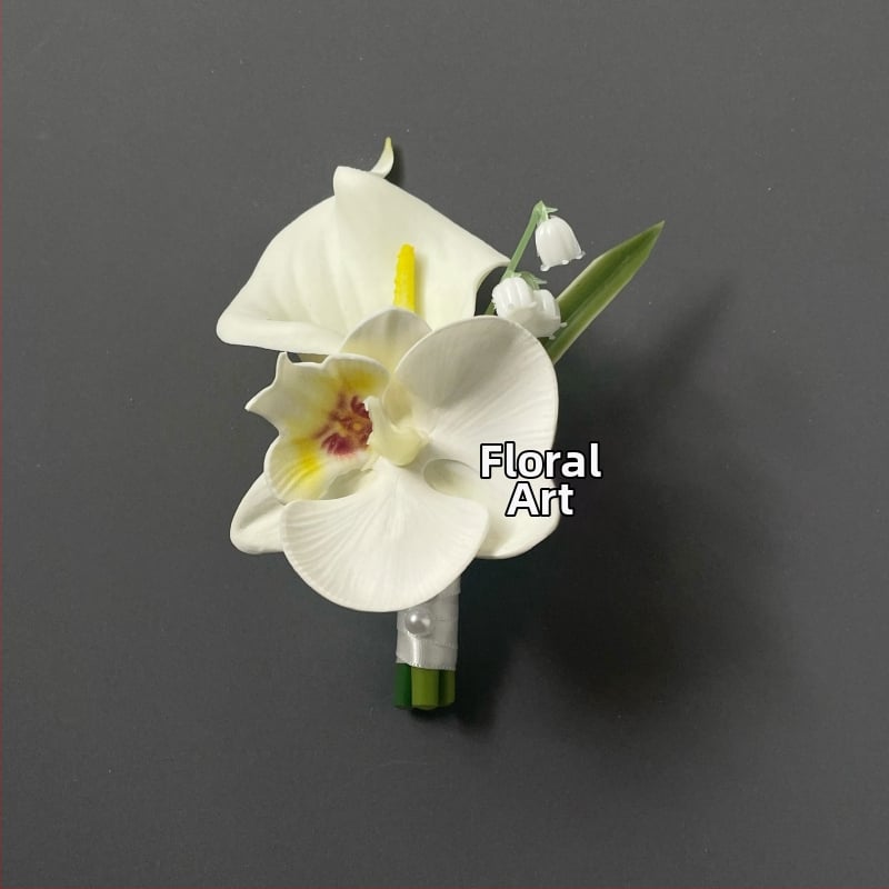 Rokas ziedu korsāde ar tauriņrožu orhideju — kāzu aksesuārs, personīgs dāvinājums, piemērots dzimšanas dienai un Ziemassvētkiem