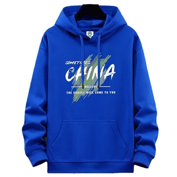 Flis hoodie s kapuljom i vunenom podstavom, labav kroj, tisk i trodimenzionalni džepovi