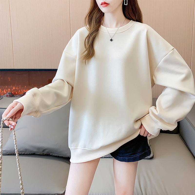 Ženski pulover, širokog kroja, srednje duljine, dugi rukavi, okrugli izrez, pamuk-poliester