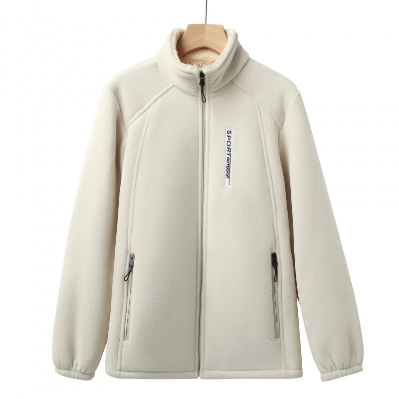 Γυναικείο φλις μπουφάν για φθινόπωρο, μείγμα χημικών ινών, χωρίς κουκούλα