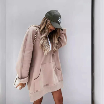Ženski hoodie pulover s kapuljačom, dugi rukavi, debeli poliester, kolážno šivanje, jesen 2023