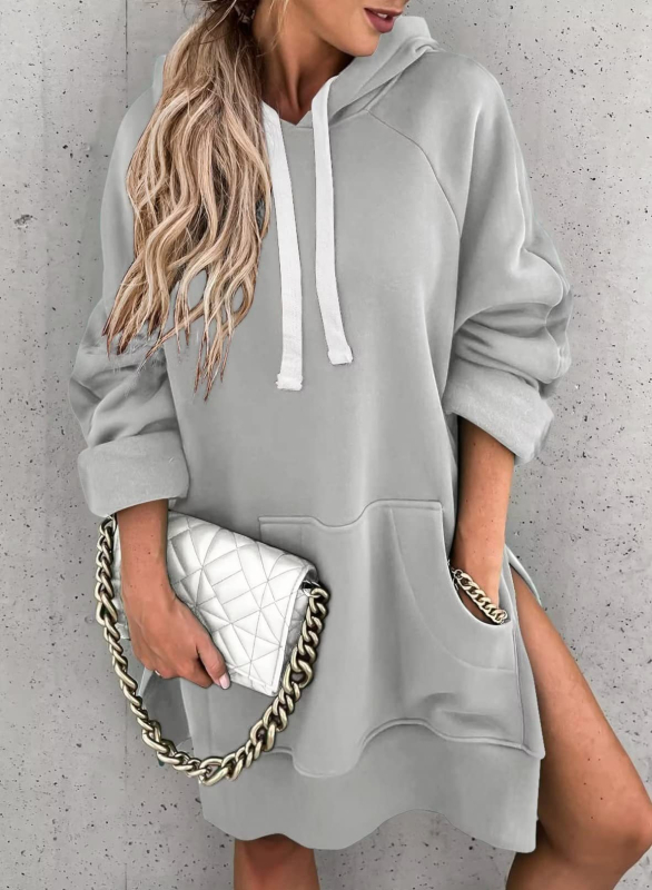 Ženski hoodie pulover s kapuljačom, dugi rukavi, debeli poliester, kolážno šivanje, jesen 2023