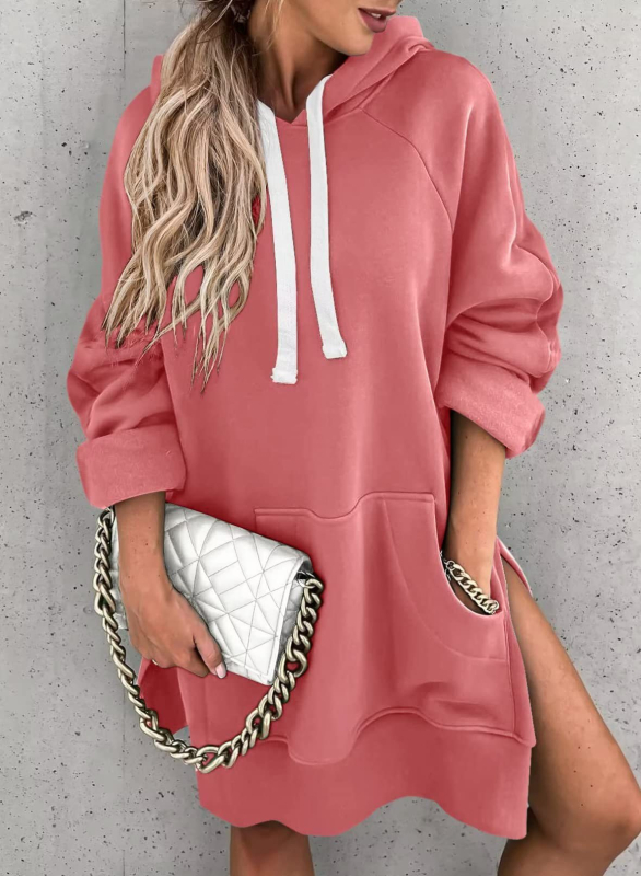 Ženski hoodie pulover s kapuljačom, dugi rukavi, debeli poliester, kolážno šivanje, jesen 2023