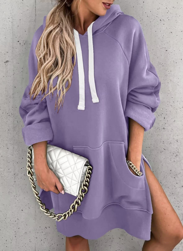 Ženski hoodie pulover s kapuljačom, dugi rukavi, debeli poliester, kolážno šivanje, jesen 2023