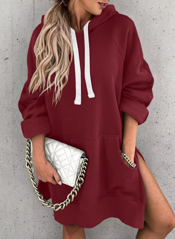 Ženski hoodie pulover s kapuljačom, dugi rukavi, debeli poliester, kolážno šivanje, jesen 2023
