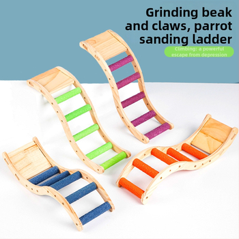 Medinė paukščių žaislinė kopėčios nagų ir snapų šlifavimui, interaktyvi kabanti kopėčios su sūpynėmis, Chengxi prekės ženklas, tinka įvairioms paukščių rūšims