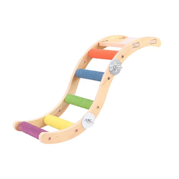 Medinė paukščių žaislinė kopėčios nagų ir snapų šlifavimui, interaktyvi kabanti kopėčios su sūpynėmis, Chengxi prekės ženklas, tinka įvairioms paukščių rūšims