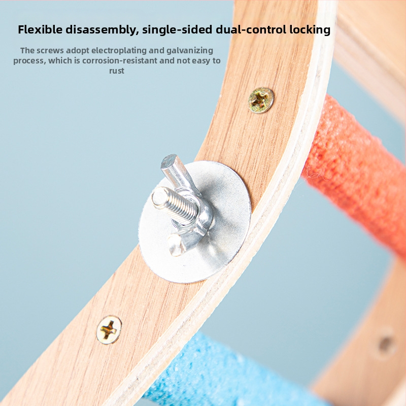 Medinė paukščių žaislinė kopėčios nagų ir snapų šlifavimui, interaktyvi kabanti kopėčios su sūpynėmis, Chengxi prekės ženklas, tinka įvairioms paukščių rūšims