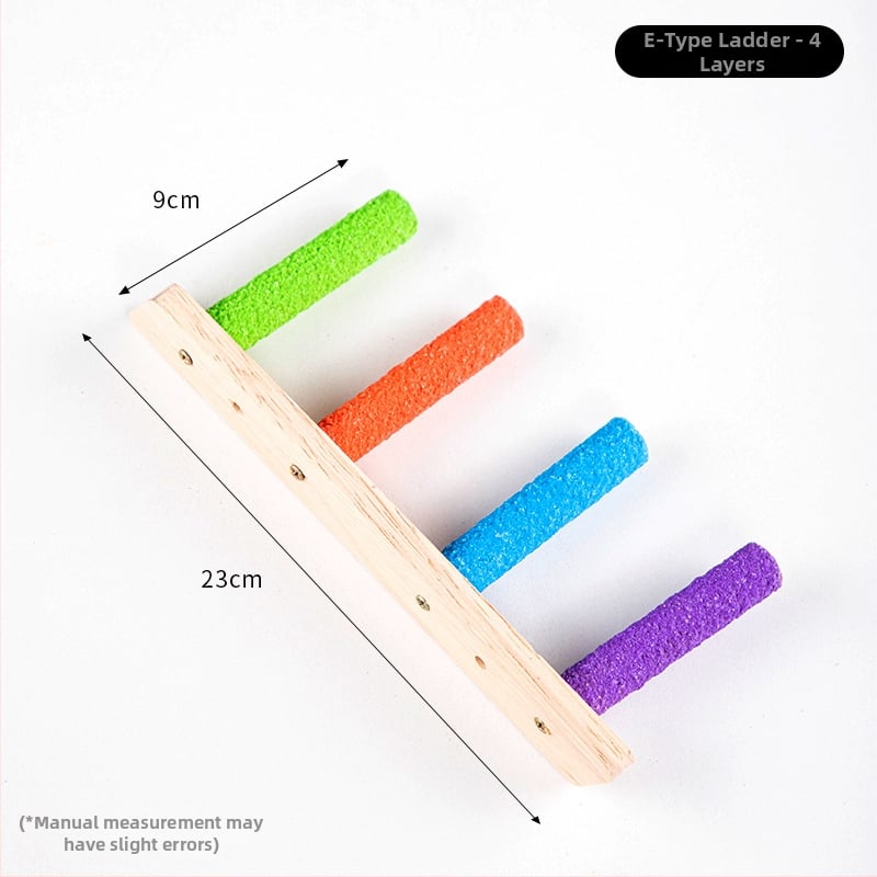 Medinė paukščių žaislinė kopėčios nagų ir snapų šlifavimui, interaktyvi kabanti kopėčios su sūpynėmis, Chengxi prekės ženklas, tinka įvairioms paukščių rūšims