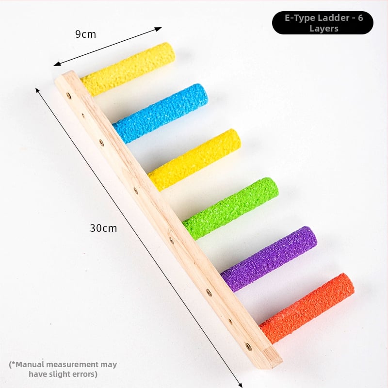 Medinė paukščių žaislinė kopėčios nagų ir snapų šlifavimui, interaktyvi kabanti kopėčios su sūpynėmis, Chengxi prekės ženklas, tinka įvairioms paukščių rūšims