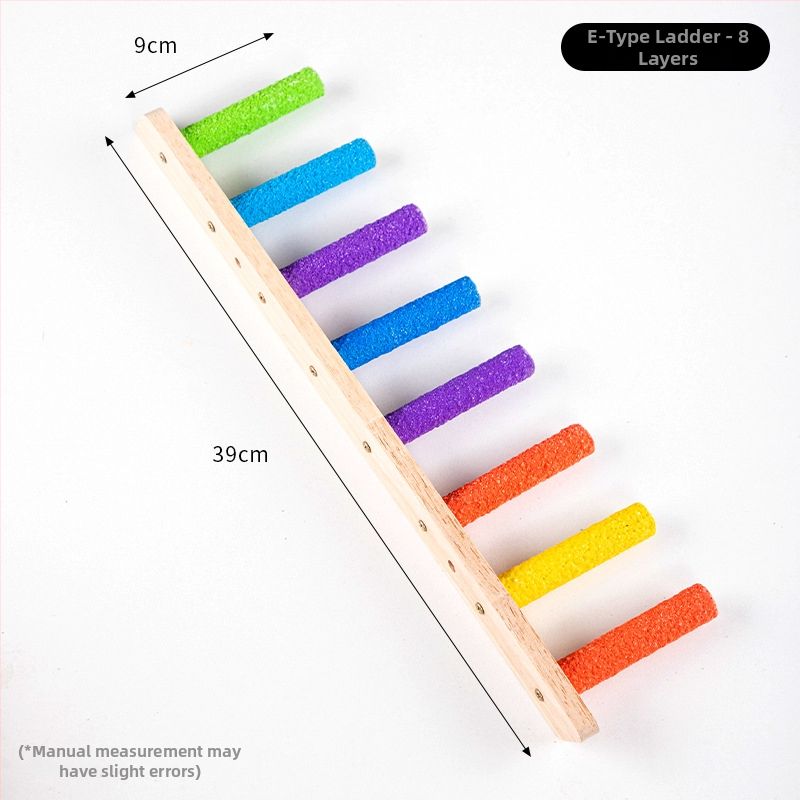 Medinė paukščių žaislinė kopėčios nagų ir snapų šlifavimui, interaktyvi kabanti kopėčios su sūpynėmis, Chengxi prekės ženklas, tinka įvairioms paukščių rūšims