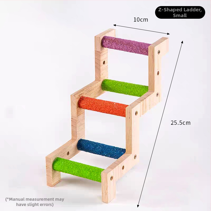 Medinė paukščių žaislinė kopėčios nagų ir snapų šlifavimui, interaktyvi kabanti kopėčios su sūpynėmis, Chengxi prekės ženklas, tinka įvairioms paukščių rūšims