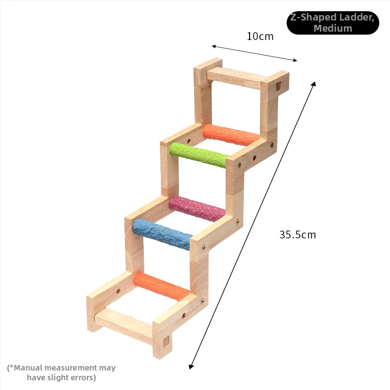 Medinė paukščių žaislinė kopėčios nagų ir snapų šlifavimui, interaktyvi kabanti kopėčios su sūpynėmis, Chengxi prekės ženklas, tinka įvairioms paukščių rūšims