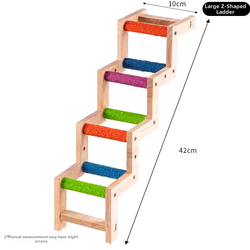 Medinė paukščių žaislinė kopėčios nagų ir snapų šlifavimui, interaktyvi kabanti kopėčios su sūpynėmis, Chengxi prekės ženklas, tinka įvairioms paukščių rūšims