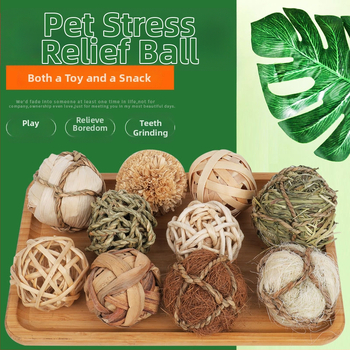 Žaislas mažiems naminiams gyvūnėliams: vandens žolės kamuoliukas — Bin Li, kramymui atsparus dantų žaislas