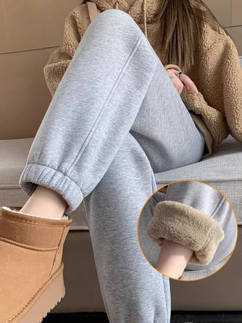 Moteriški flisiniai sportiniai kelnes žiemai, aukštas liemuo, storas audinys, medvilnės 70–80% ir poliesterio <30% mišinio