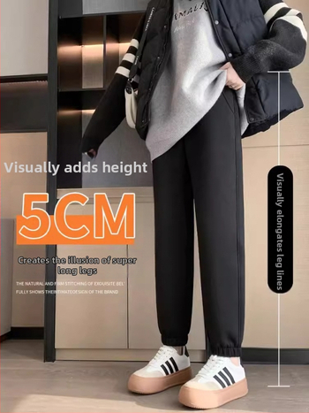 Moteriški flisiniai sportiniai kelnes žiemai, aukštas liemuo, storas audinys, medvilnės 70–80% ir poliesterio <30% mišinio