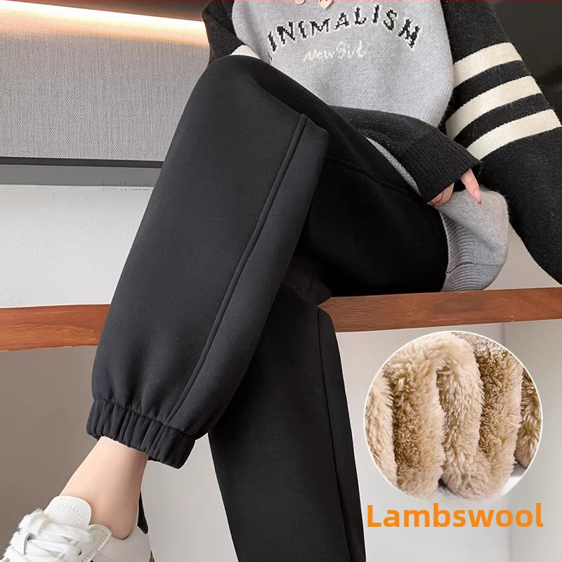 Moteriški flisiniai sportiniai kelnes žiemai, aukštas liemuo, storas audinys, medvilnės 70–80% ir poliesterio <30% mišinio