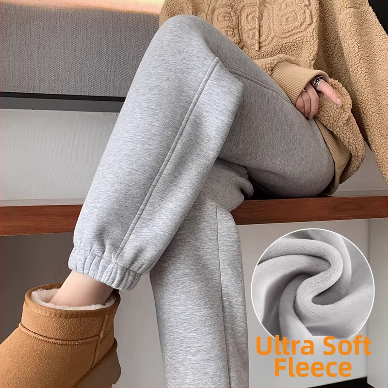 Moteriški flisiniai sportiniai kelnes žiemai, aukštas liemuo, storas audinys, medvilnės 70–80% ir poliesterio <30% mišinio